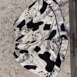 Cute Cow Print Satin Shorts